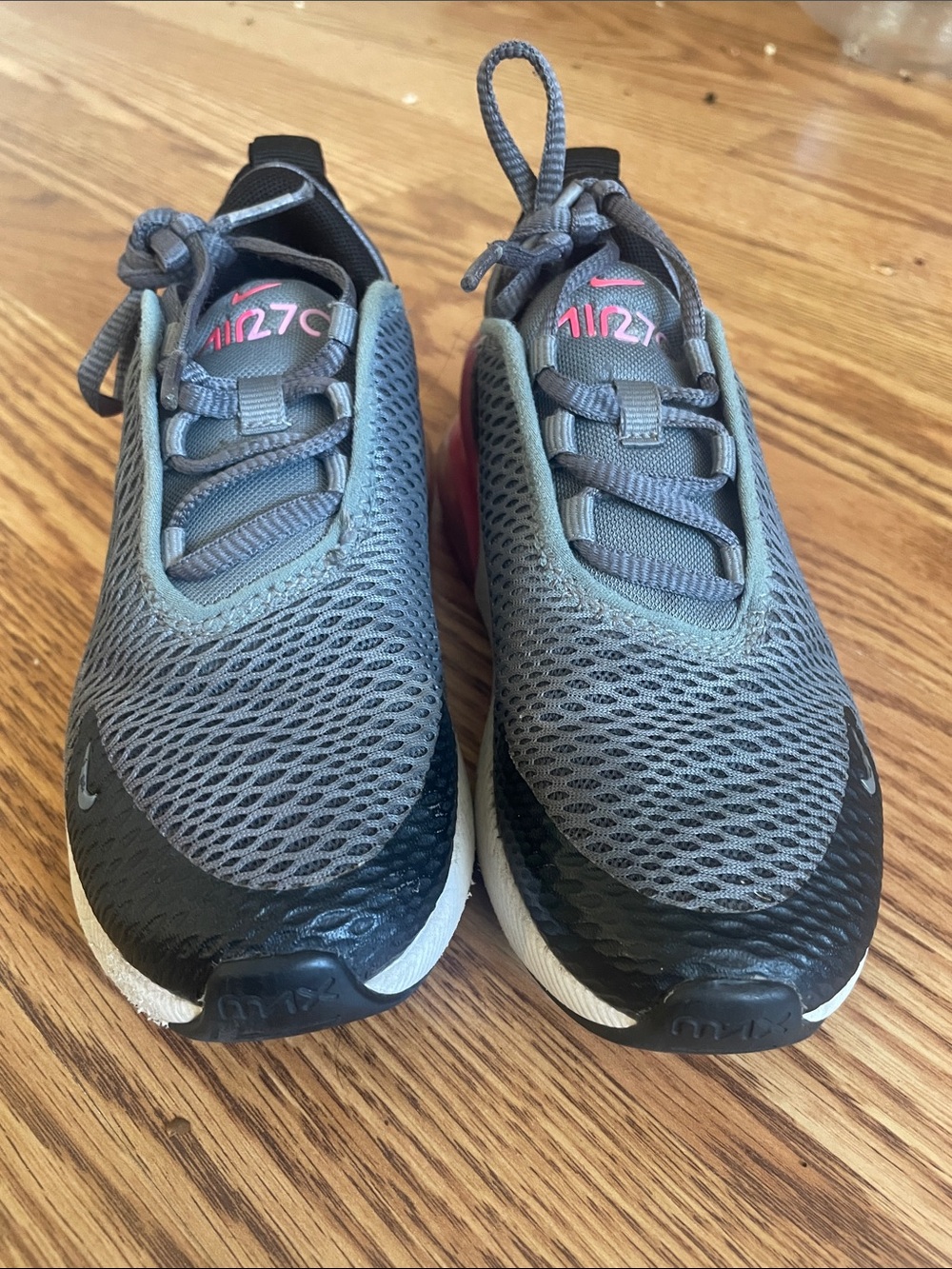 Nike Kids Grey Mesh Air 270 Sneakers with Pink Accents